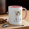 Cute Kitten Cat Cameo Watercolor On White Art Accent Coffee Mug 11Oz