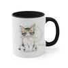 Cute Kitten Cat Cameo Watercolor On White Art Accent Coffee Mug 11Oz