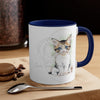 Cute Kitten Cat Cameo Watercolor On White Art Accent Coffee Mug 11Oz