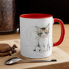 Cute Kitten Cat Cameo Watercolor On White Art Accent Coffee Mug 11Oz