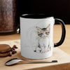 Cute Kitten Cat Cameo Watercolor On White Art Accent Coffee Mug 11Oz