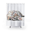 Cute Maine Coon Kitten Play Watercolor Shower Curtain 71X74 Home Decor