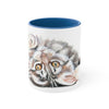 Cute Maine Coon Kitten Stretching Watercolor Art Accent Coffee Mug 11Oz Blue /
