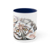 Cute Maine Coon Kitten Stretching Watercolor Art Accent Coffee Mug 11Oz Navy /