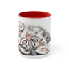 Cute Maine Coon Kitten Stretching Watercolor Art Accent Coffee Mug 11Oz Red /