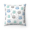 Cute Owls Pattern White Spun Polyester Square Pillow Case Home Decor