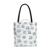 Cute Owls Pattern White Tote Bag Bags