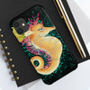 Cute Seahorse Lady Magenta Orange Teal Splash Black Ink Art Case Mate Tough Phone Cases