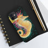 Cute Seahorse Lady Magenta Orange Teal Splash Black Ink Art Case Mate Tough Phone Cases