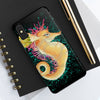 Cute Seahorse Lady Magenta Orange Teal Splash Black Ink Art Case Mate Tough Phone Cases