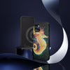 Cute Seahorse Lady Magenta Orange Teal Splash Black Ink Art Case Mate Tough Phone Cases