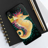 Cute Seahorse Lady Magenta Orange Teal Splash Black Ink Art Case Mate Tough Phone Cases