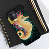 Cute Seahorse Lady Magenta Orange Teal Splash Black Ink Art Case Mate Tough Phone Cases