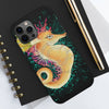 Cute Seahorse Lady Magenta Orange Teal Splash Black Ink Art Case Mate Tough Phone Cases