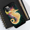 Cute Seahorse Lady Magenta Orange Teal Splash Black Ink Art Case Mate Tough Phone Cases