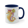 Cute Seahorse Lady Magenta Orange Teal Splash Ink Art Accent Coffee Mug 11Oz