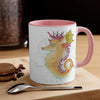 Cute Seahorse Lady Magenta Orange Teal Splash Ink Art Accent Coffee Mug 11Oz