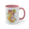 Cute Seahorse Lady Magenta Orange Teal Splash Ink Art Accent Coffee Mug 11Oz