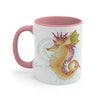 Cute Seahorse Lady Magenta Orange Teal Splash Ink Art Accent Coffee Mug 11Oz