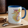 Cute Seahorse Lady Magenta Orange Teal Splash Ink Art Accent Coffee Mug 11Oz