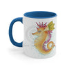 Cute Seahorse Lady Magenta Orange Teal Splash Ink Art Accent Coffee Mug 11Oz