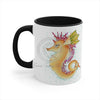 Cute Seahorse Lady Magenta Orange Teal Splash Ink Art Accent Coffee Mug 11Oz Black /