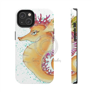 Cute Seahorse Lady Magenta Orange Teal Splash Ink Art Case Mate Tough Phone Cases Iphone 14