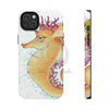 Cute Seahorse Lady Magenta Orange Teal Splash Ink Art Case Mate Tough Phone Cases Iphone 14 Plus