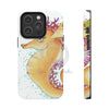 Cute Seahorse Lady Magenta Orange Teal Splash Ink Art Case Mate Tough Phone Cases Iphone 14 Pro