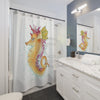 Cute Seahorse Lady Magenta Orange Teal Splash Ink Art Shower Curtain Home Decor