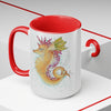 Cute Seahorse Lady Magenta Orange Teal Splash Ink Art Two-Tone Coffee Mugs 15Oz Mug