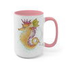 Cute Seahorse Lady Magenta Orange Teal Splash Ink Art Two-Tone Coffee Mugs 15Oz Mug