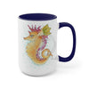 Cute Seahorse Lady Magenta Orange Teal Splash Ink Art Two-Tone Coffee Mugs 15Oz Mug