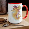 Cute Seahorse Lady Magenta Orange Teal Splash Ink Art Two-Tone Coffee Mugs 15Oz Mug