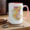 Cute Seahorse Lady Magenta Orange Teal Splash Ink Art Two-Tone Coffee Mugs 15Oz Mug