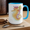 Cute Seahorse Lady Magenta Orange Teal Splash Ink Art Two-Tone Coffee Mugs 15Oz Mug