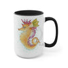 Cute Seahorse Lady Magenta Orange Teal Splash Ink Art Two-Tone Coffee Mugs 15Oz Mug