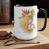Cute Seahorse Lady Magenta Orange Teal Splash Ink Art Two-Tone Coffee Mugs 15Oz Mug