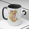 Cute Seahorse Lady Magenta Orange Teal Splash Ink Art Two-Tone Coffee Mugs 15Oz Mug