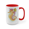 Cute Seahorse Lady Magenta Orange Teal Splash Ink Art Two-Tone Coffee Mugs 15Oz Mug