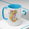 Cute Seahorse Lady Magenta Orange Teal Splash Ink Art Two-Tone Coffee Mugs 15Oz Mug