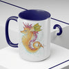 Cute Seahorse Lady Magenta Orange Teal Splash Ink Art Two-Tone Coffee Mugs 15Oz Mug