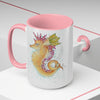 Cute Seahorse Lady Magenta Orange Teal Splash Ink Art Two-Tone Coffee Mugs 15Oz Mug