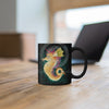 Cute Seahorse Lady Magenta Orange Teal Splash Ink Black Mug 11Oz Mug