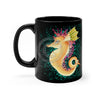 Cute Seahorse Lady Magenta Orange Teal Splash Ink Black Mug 11Oz Mug
