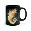 Cute Seahorse Lady Magenta Orange Teal Splash Ink Black Mug 11Oz Mug
