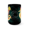 Cute Seahorse Lady Magenta Orange Teal Splash Ink Black Mug 15 Oz