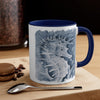 Cute Seahorse Monochrome Blue Watercolor Art Accent Coffee Mug 11Oz