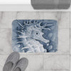 Cute Seahorse Monochrome Blue Watercolor Art Bath Mat Home Decor