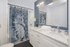 Cute Seahorse Monochrome Blue Watercolor Art Shower Curtain Home Decor